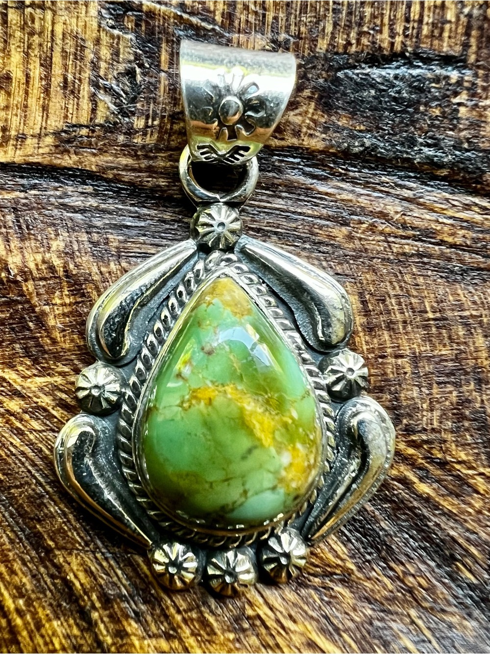 925 Sterling Silver Kingman Turquoise Pendant Southwestern